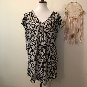 Ralph Lauren Navy and Ivory flora tunic blouse
